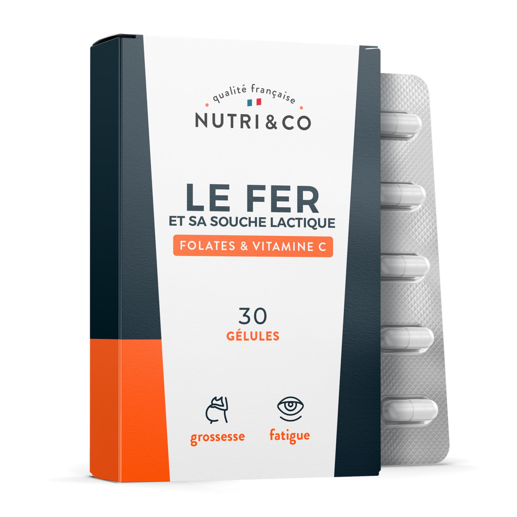 Complemento alimenticio contra la fatiga Nutri&Co Le Fer Et Sa Souche Lactique - 30 gélules