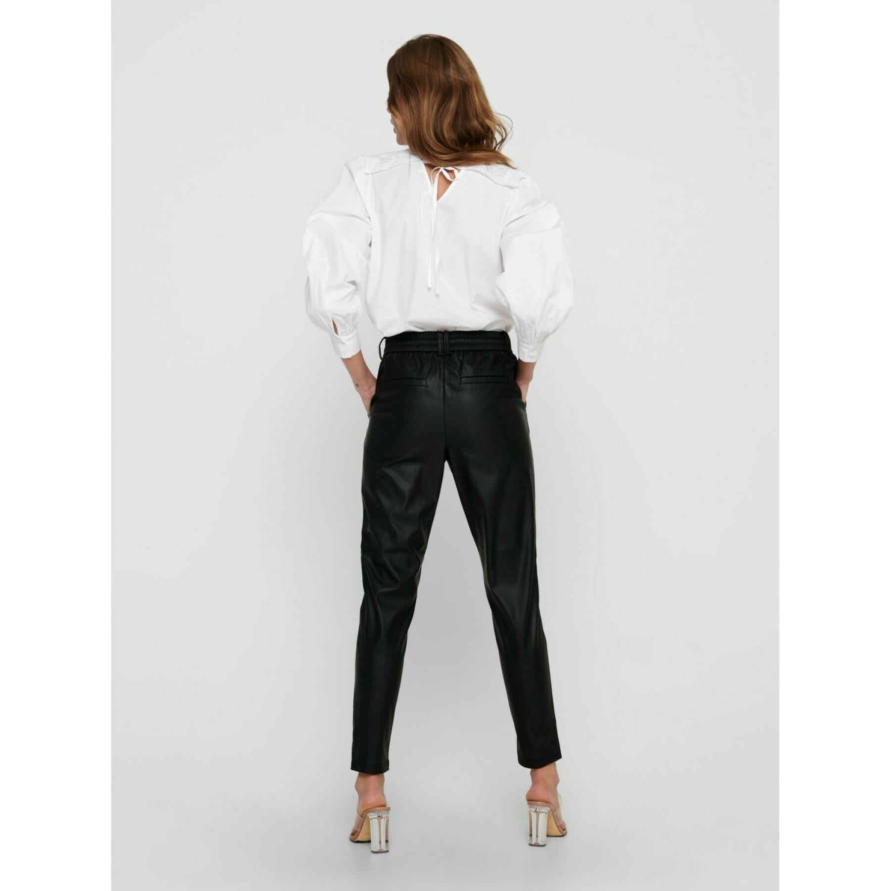 Pantalones de mujer Only onlpoptrash leather pnt