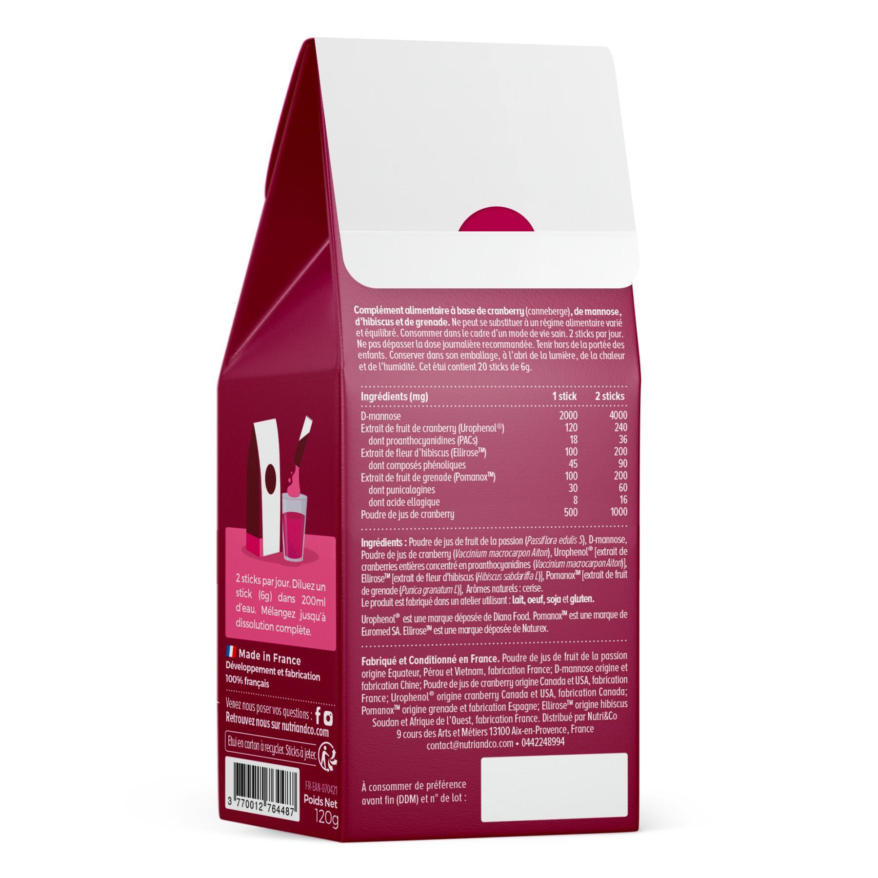 Complemento alimenticio para el confort urinario Nutri&Co Le Cranberry Mannose - 20 sticks