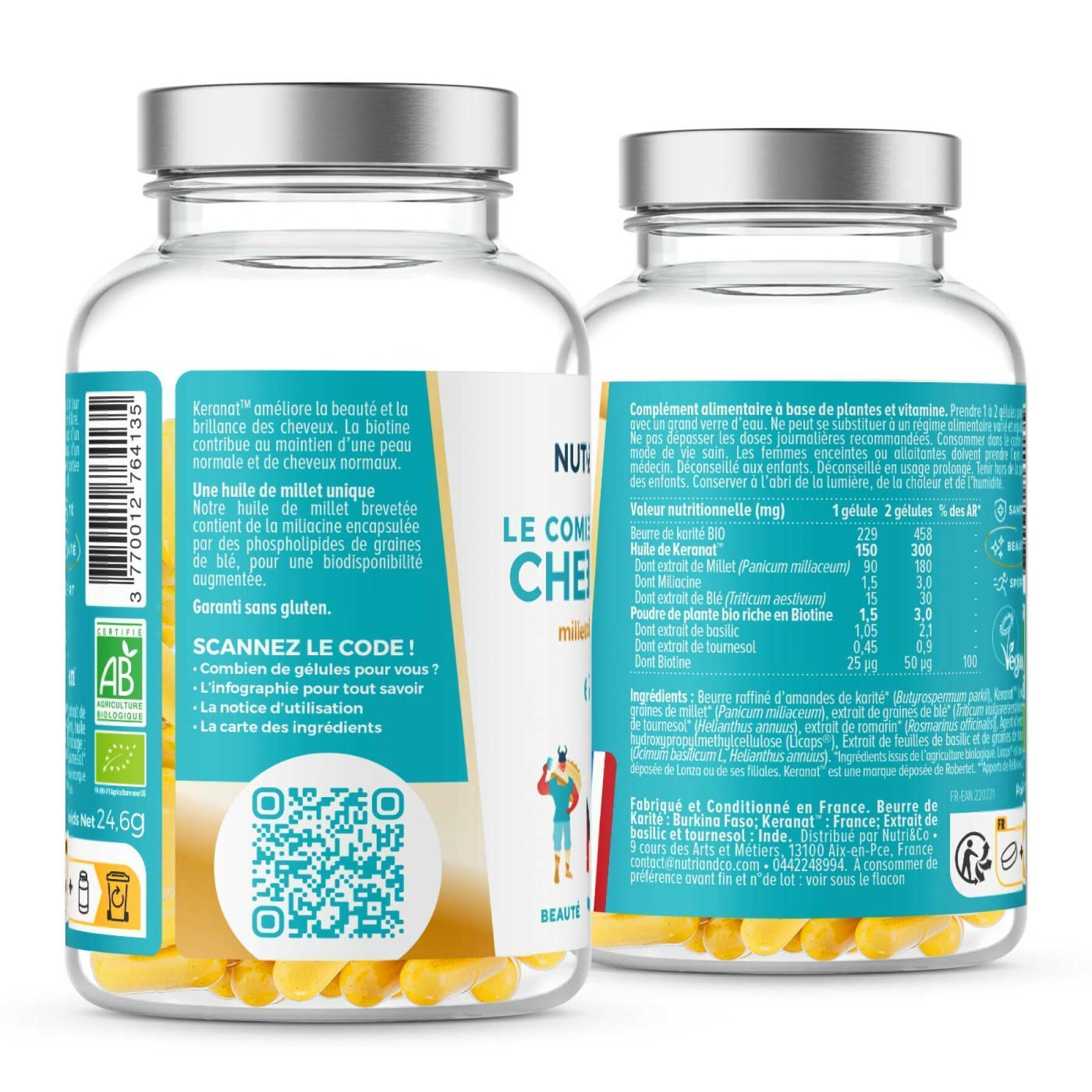 60 cápsulas de biotina vegetal y aceite de mijo ecológico Nutri&Co