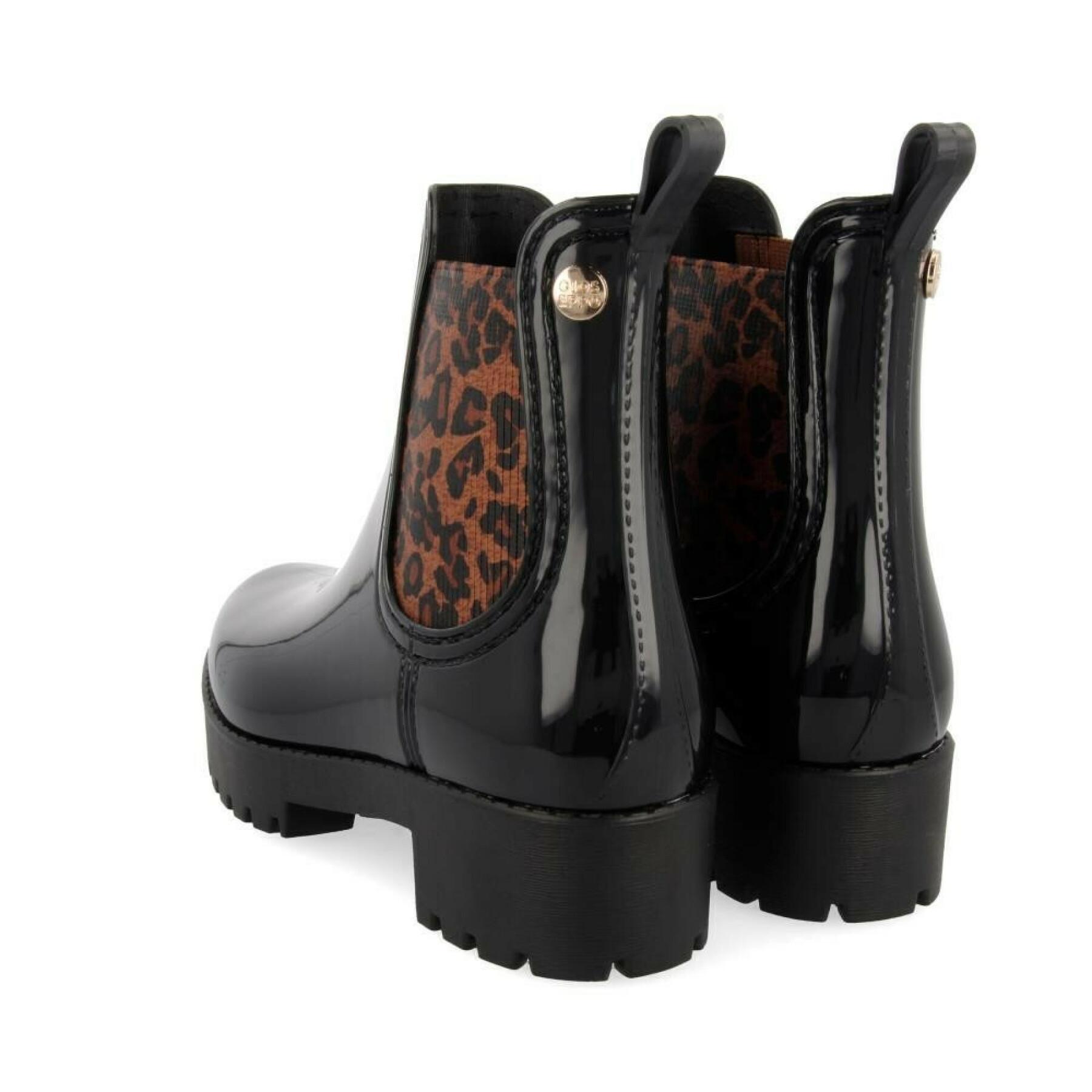 Botas de mujer Gioseppo brillantes noires à motif léopard