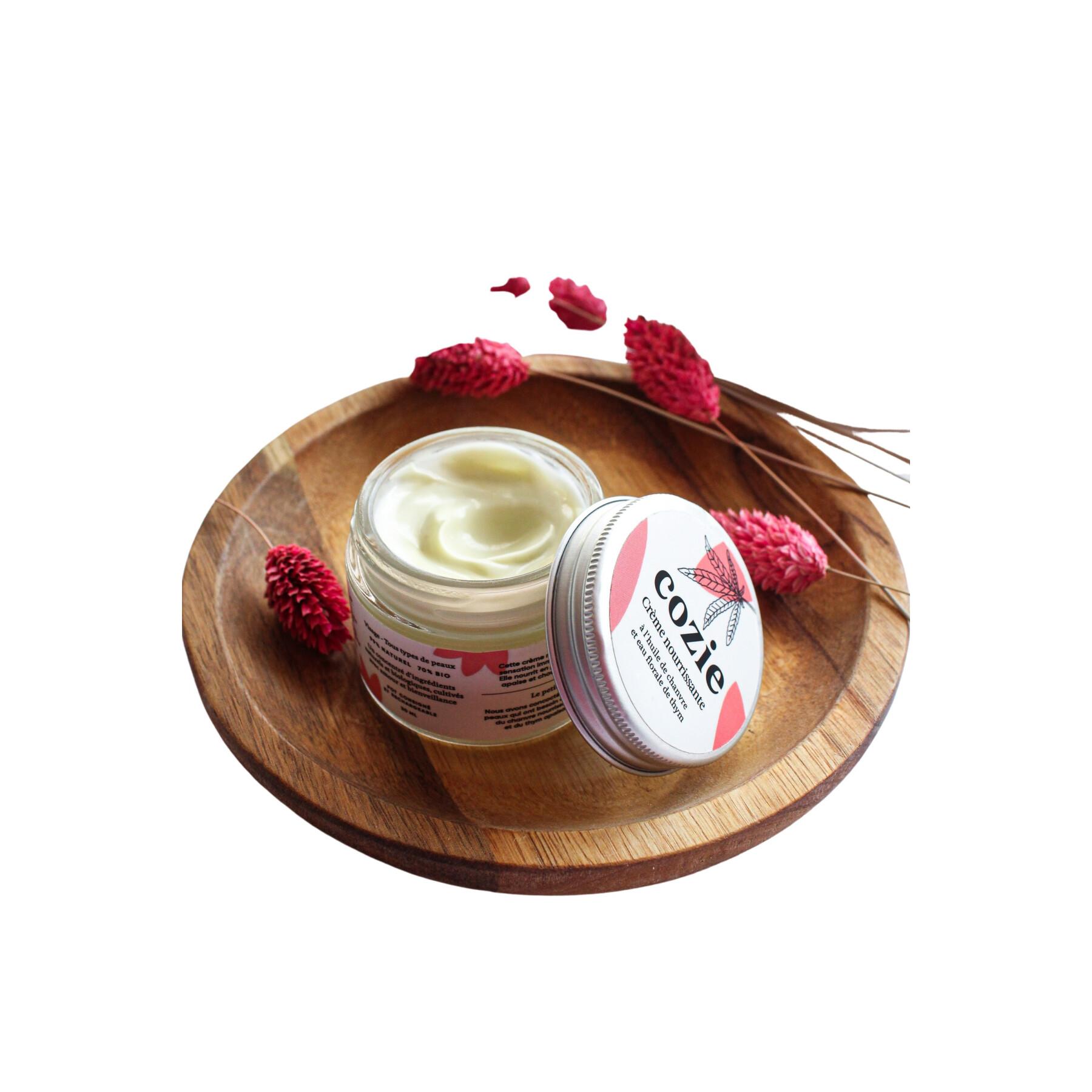 Crema facial nutritiva con aceite de cáñamo y agua floral de tomillo Cozie Certifié Cosmos Organic 30 ml
