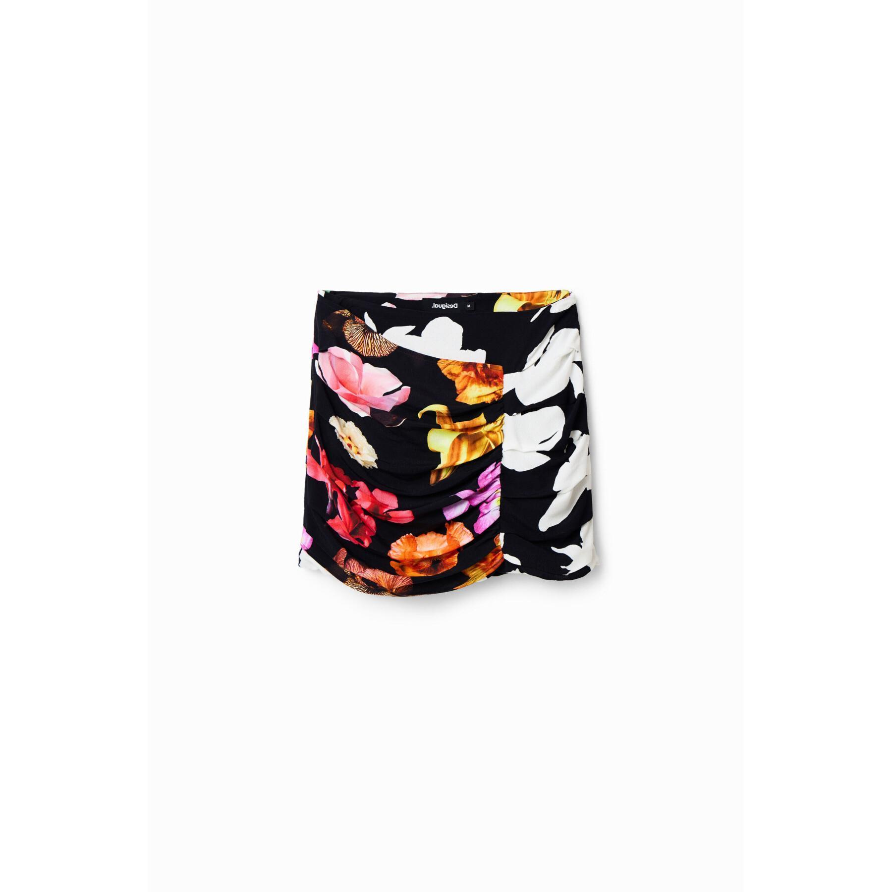Minifalda drapeada floral de mujer Desigual