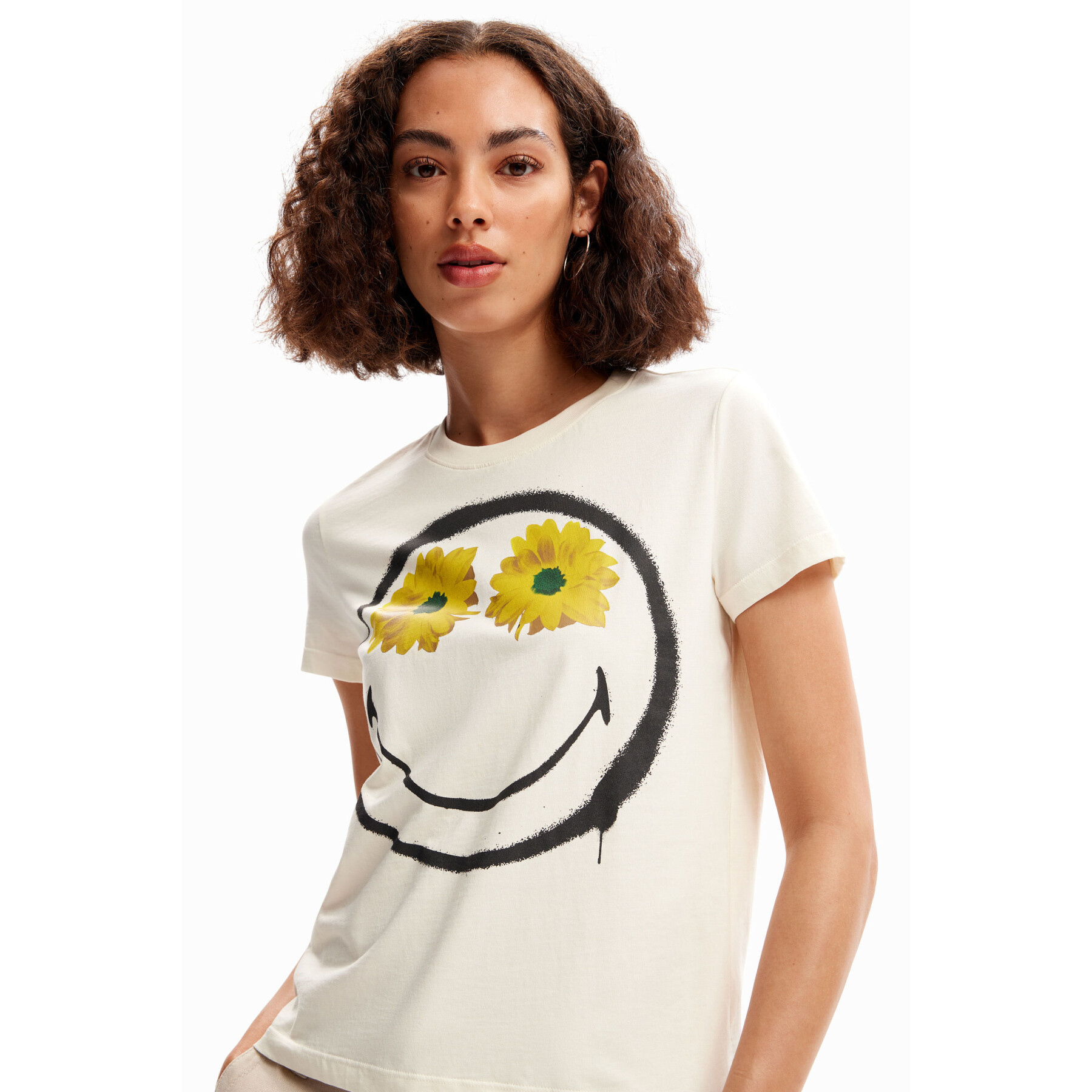 Camiseta de mujer Desigual Smiley fleurs