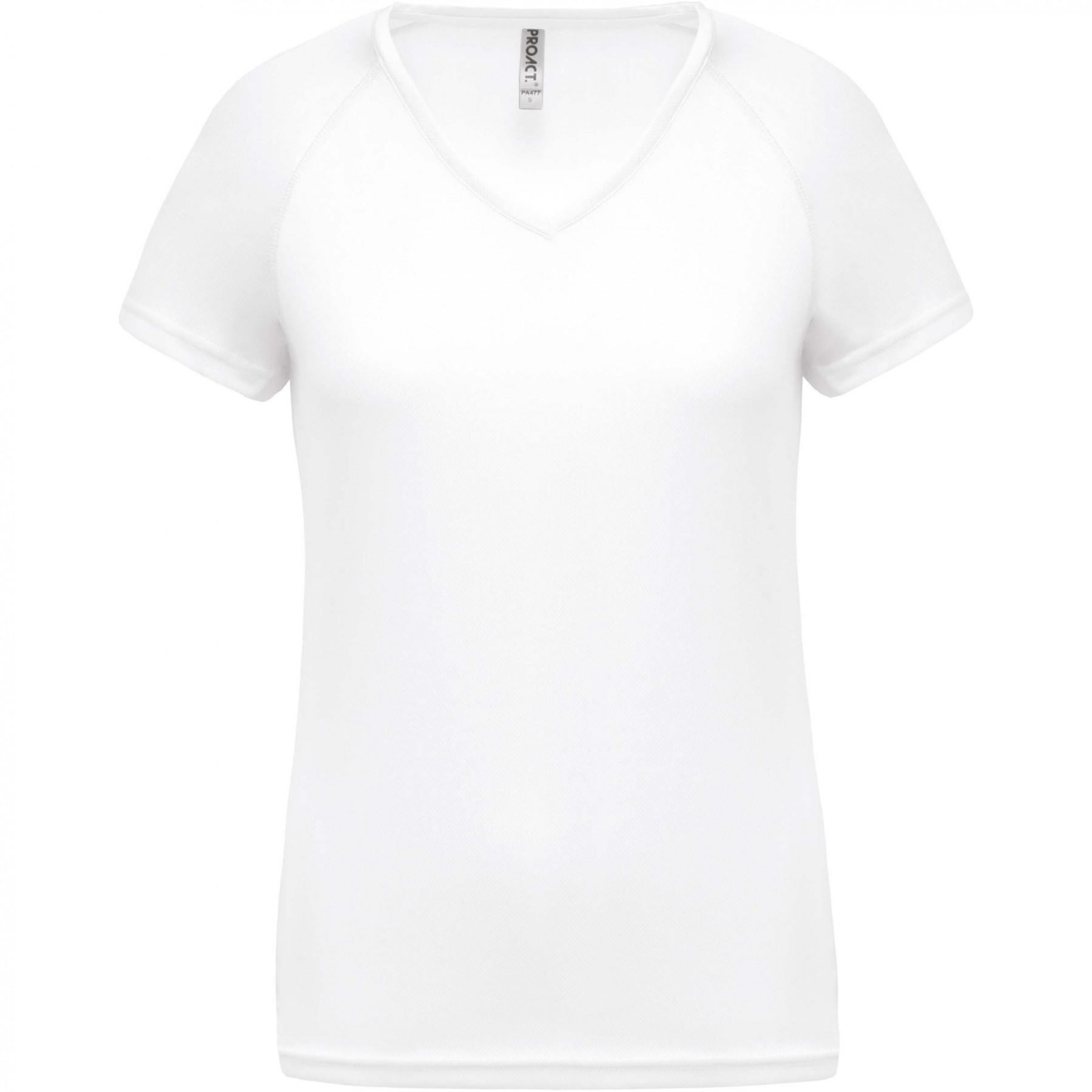 Camiseta mujer V-neck Proact Sport blanco