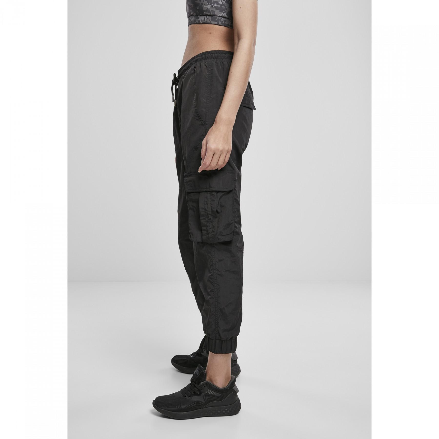 Pantalones de mujer Urban Classics high waist crinkle nylon cargo