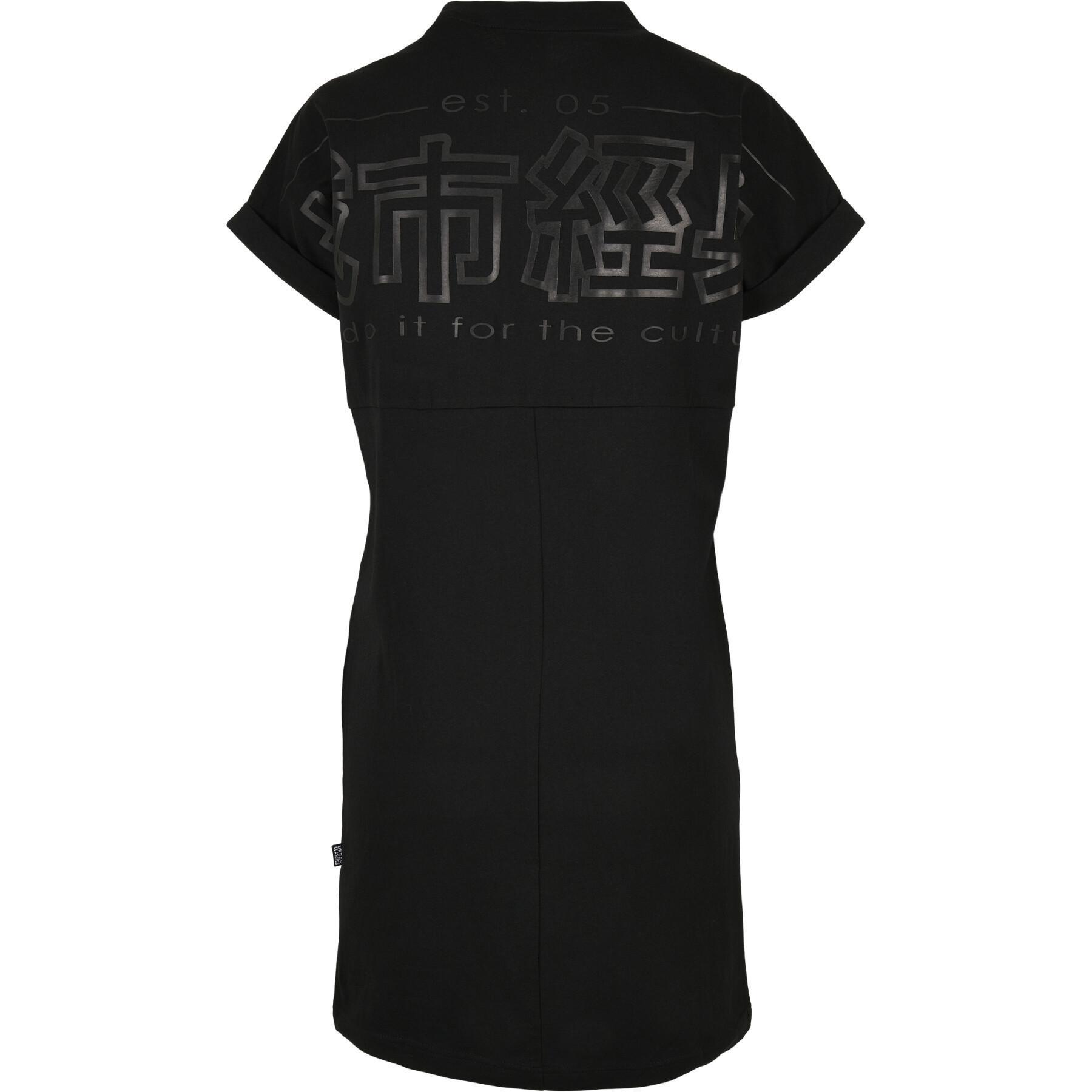 Vestido camisero de mujer Urban Classics cut on sleeve printed (Grandes tailles)