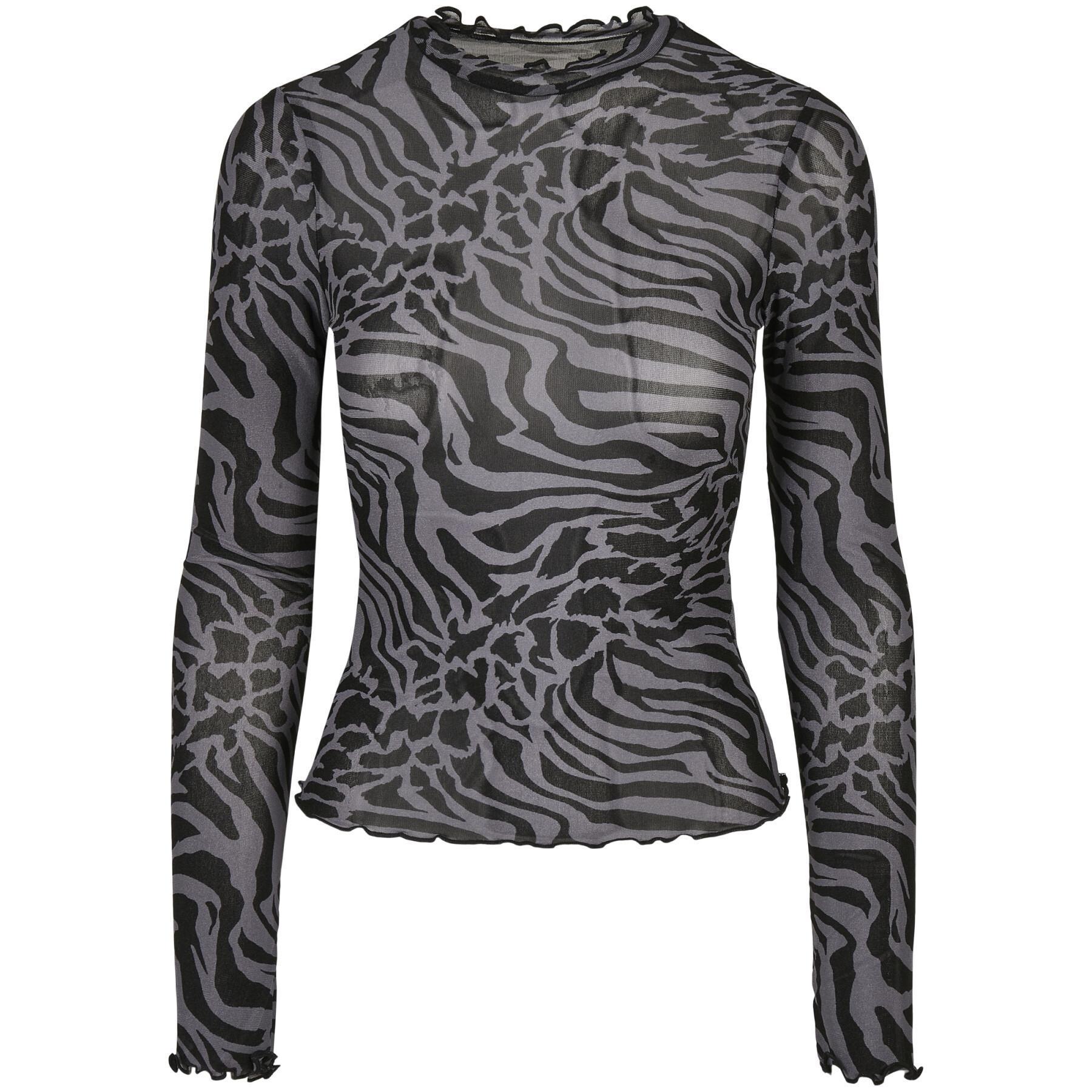 Camiseta de manga larga para mujer con cuello alto Urban Classics aop mesh (GT)