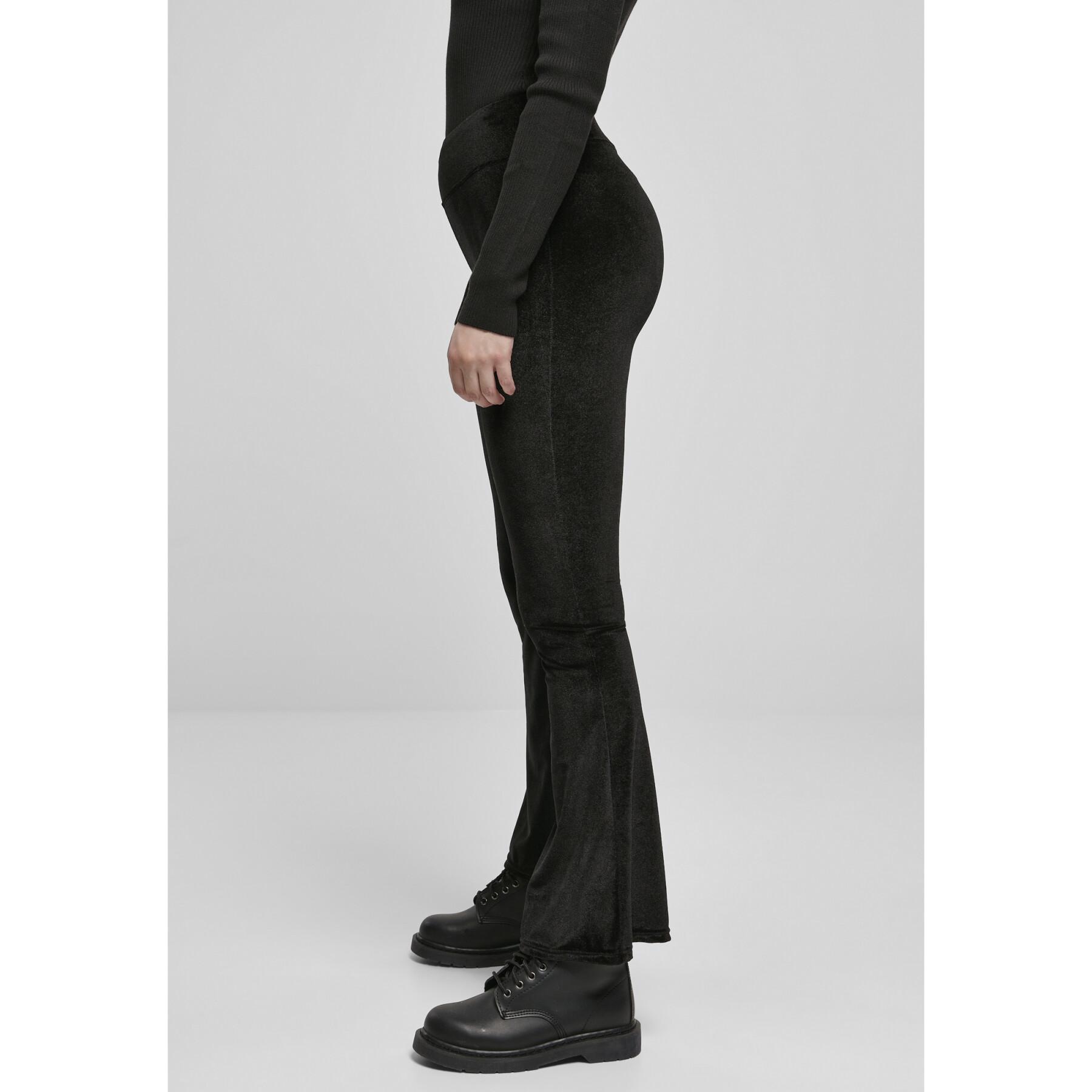 Leggings de cintura alta para mujer Urban Classics velvet boot (GT)