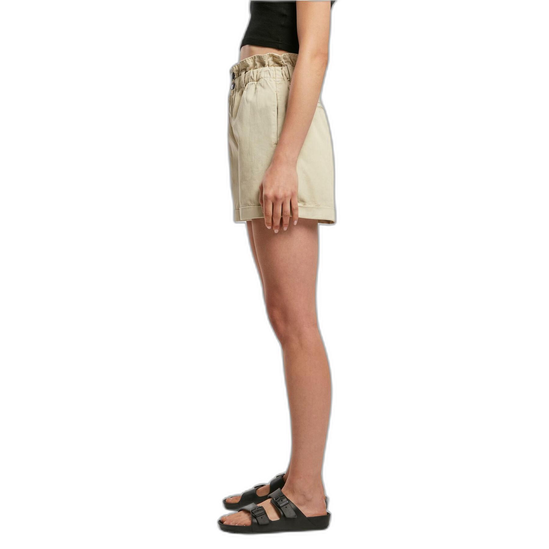Urban Classics Mujer Pantalones cortos de cintura alta m. All Over Print  softseagrass flower beige