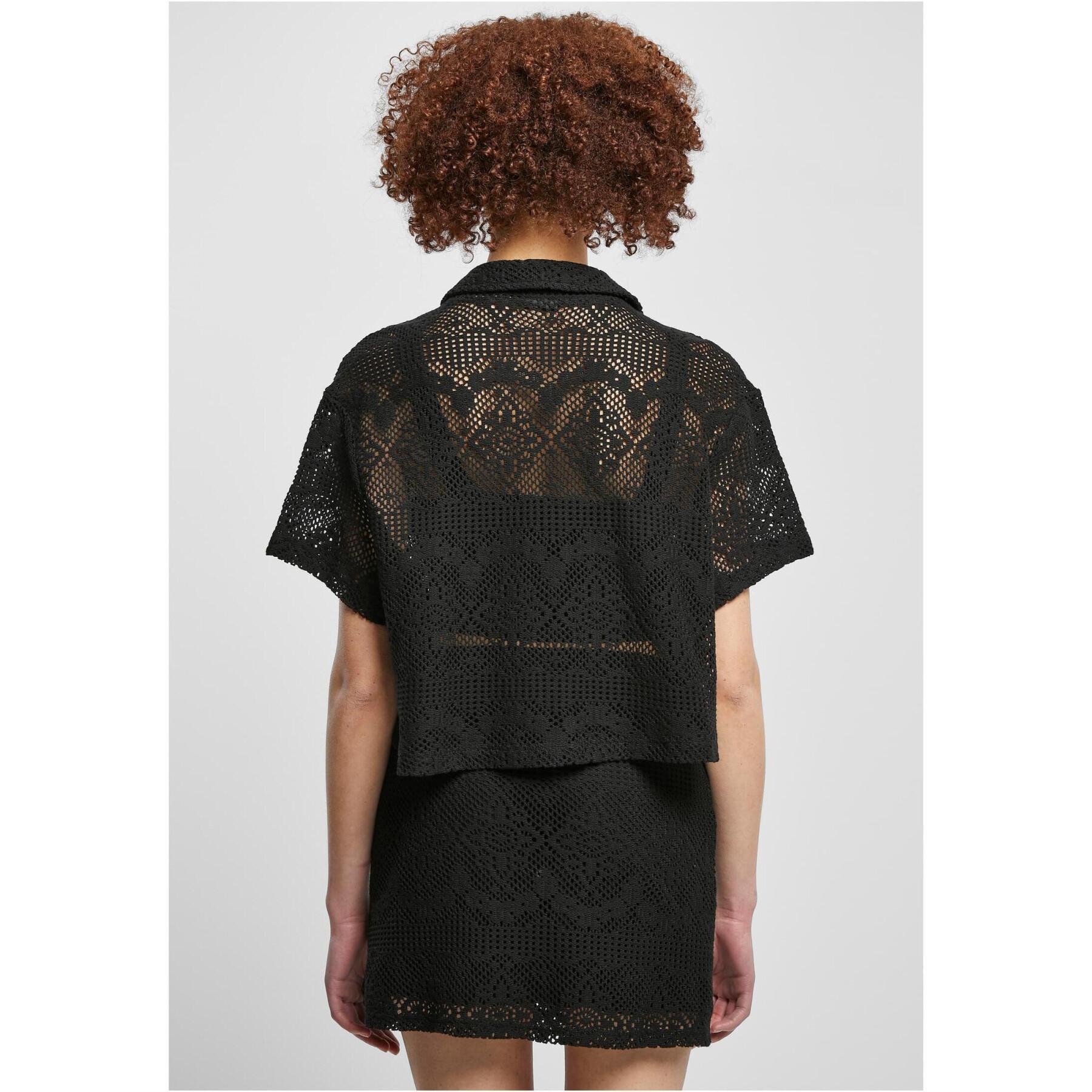 Camisa de mujer talla grande Urban Classics Crochet Lace