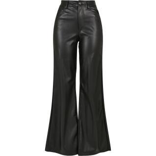 Pantalones de mujer Urban Classics faux leather wide leg