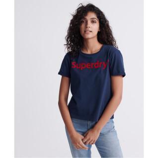 Camiseta recta flocada de mujer Superdry